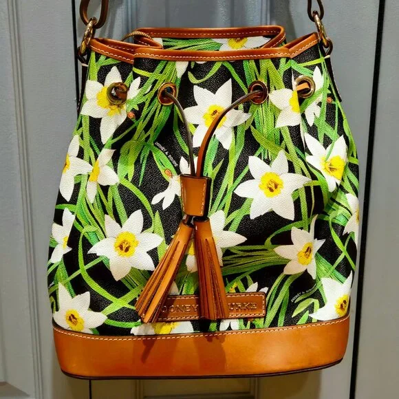 Dooney & Bourke Daffodil Drawstring Bucket Bag and Key Chain Purse - Picture 1 of 16